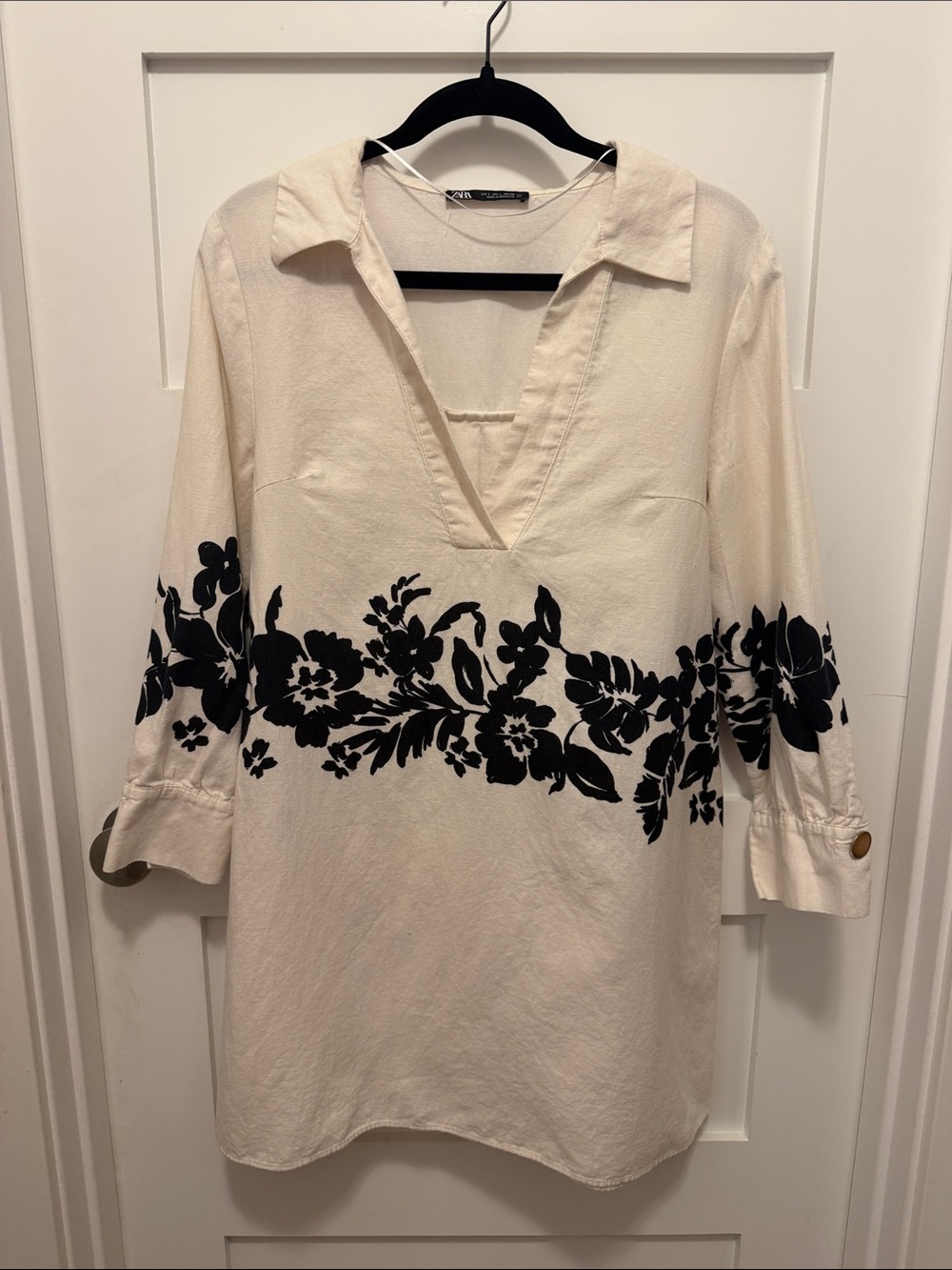 Zara Cream Tunic with Black Floral Band